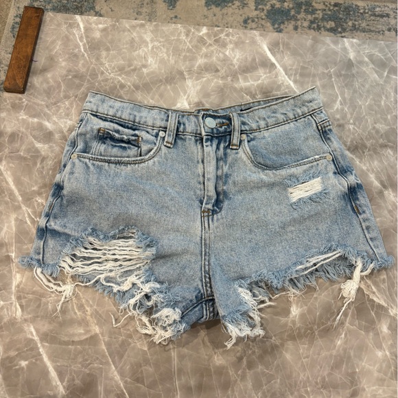 Blank NYC Pants - Blank NYC Light Blue Distressed Jean Shorts